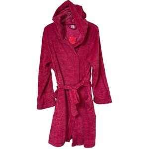 NWT Ulta Beauty Hot Pink Hooded Plush Bathrobe with belt - Size L / XL